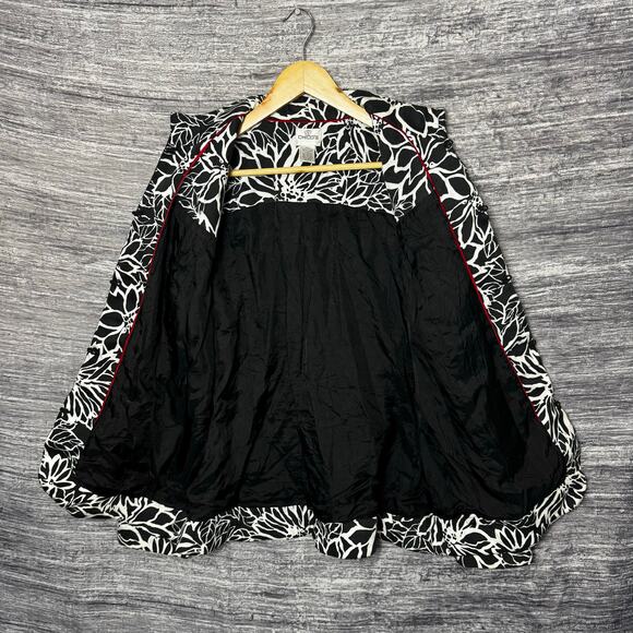 Chicos Size 3 Blazer Jacket Floral Mandarin Collar Hook & Eye Closure - Picture 5 of 7